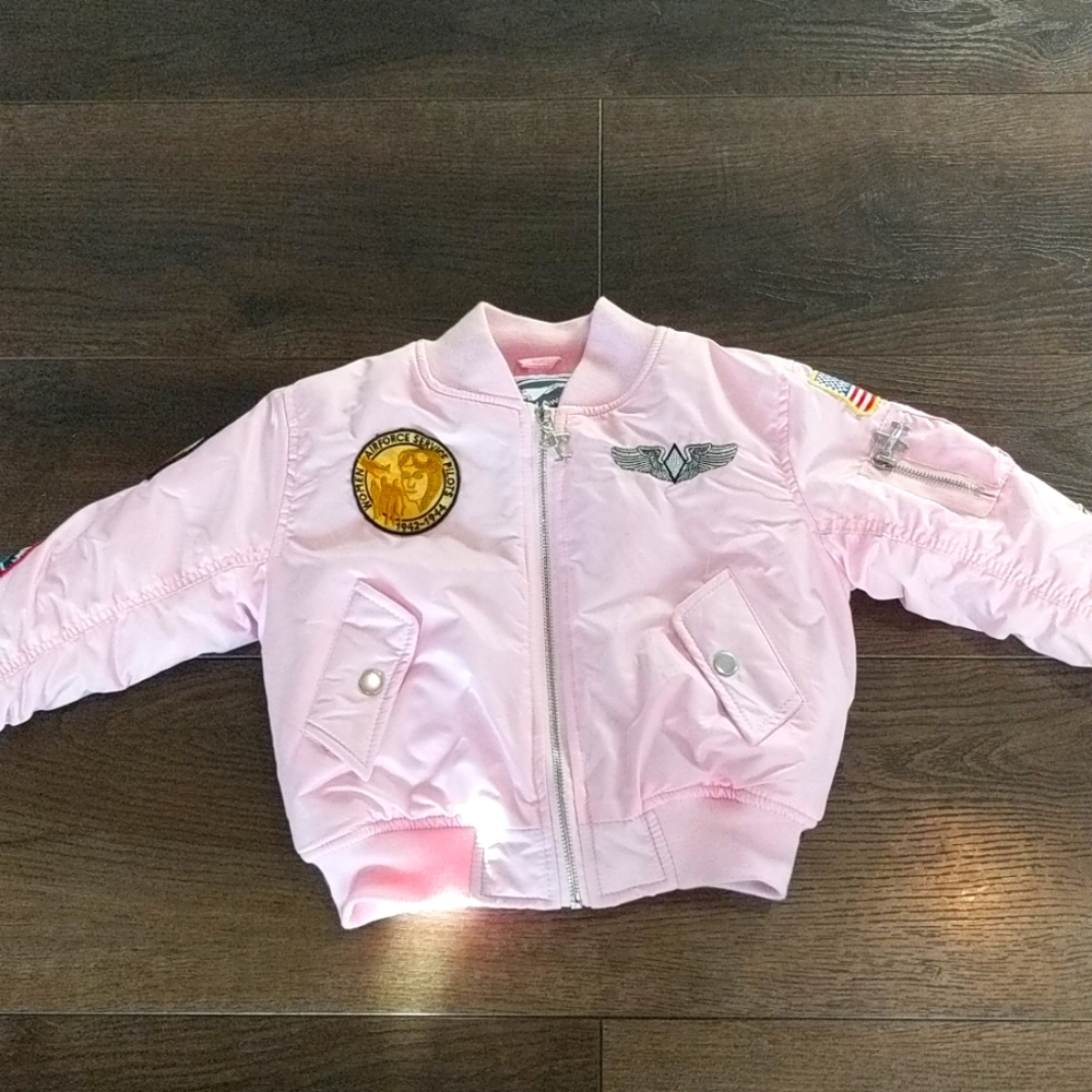 Junior Girls Puffer Flight Jacket (MA-1 Flight Jacket) 4T in PINK